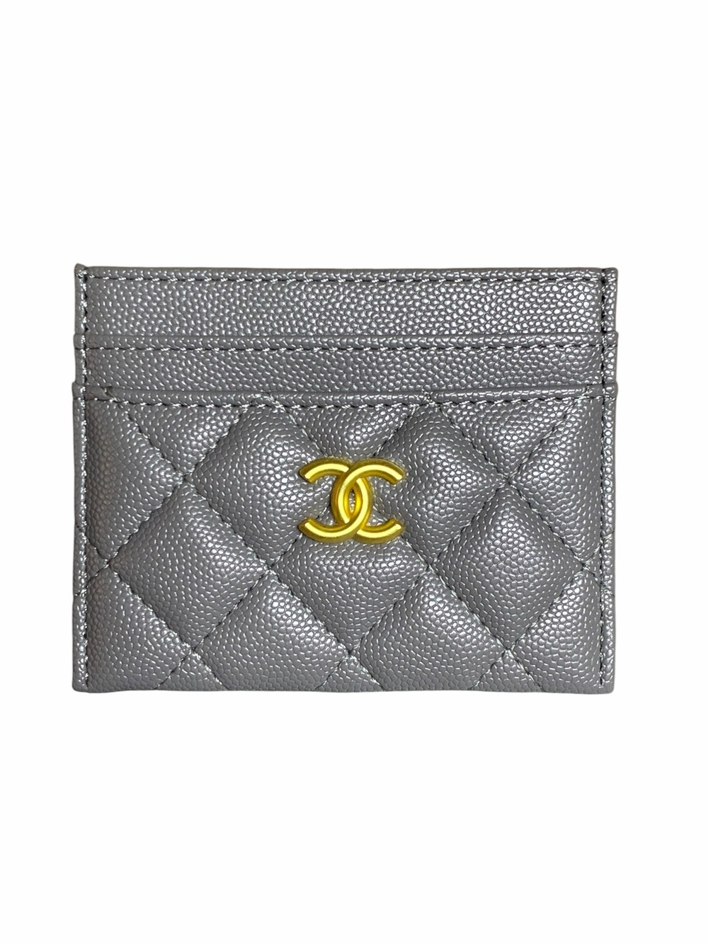 Double C Cardholder Gray with Gold Tone Hardware NEW !!